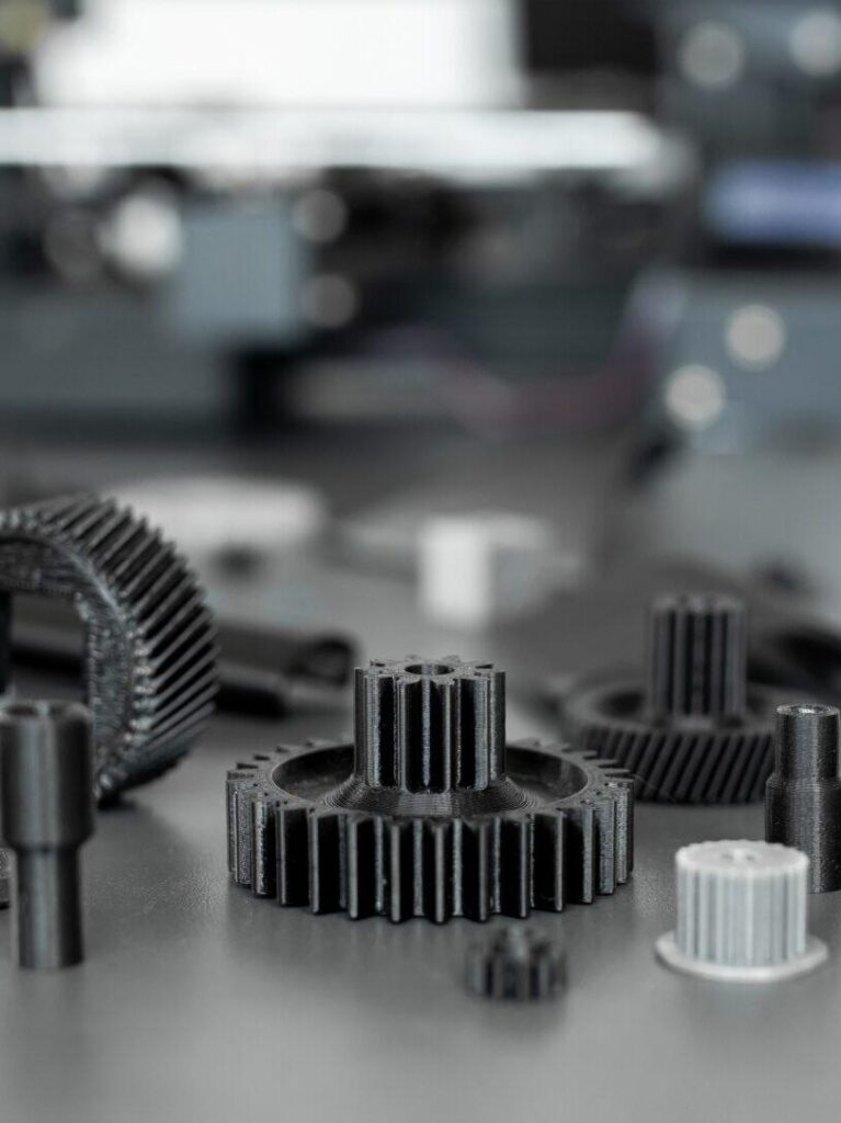 3d printed objects on the table in the laboratory